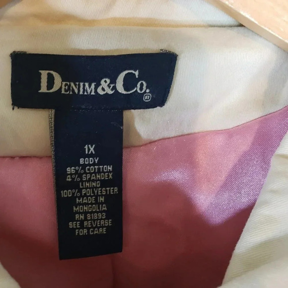 Dona C Lee Beige Pink Trim Button Up Pocketed Knee Length Coat - Picture 5 of 5